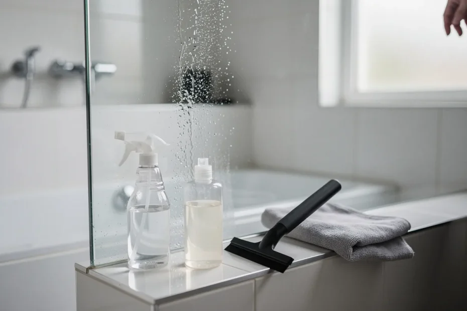 Deze chemische truc laat je doucheglas in seconden glanzen – en weken schoon blijven