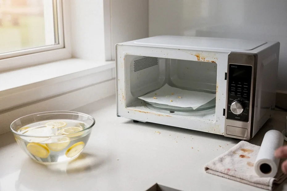 Dit simpele keukenpapier-trucje stopt je magnetron van veranderen in een vetbom