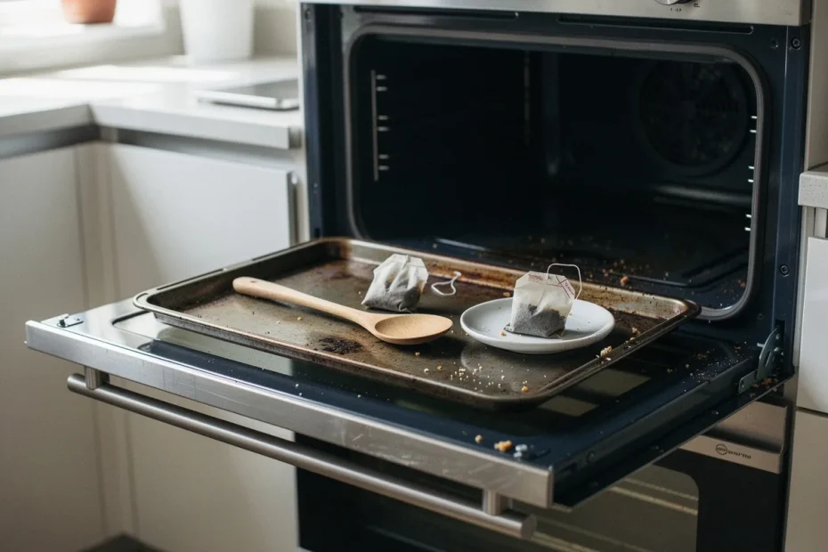 Een gebruikte en droge theezakje in de uitgeschakelde oven leggen: waar het goed voor is en wanneer je het doet